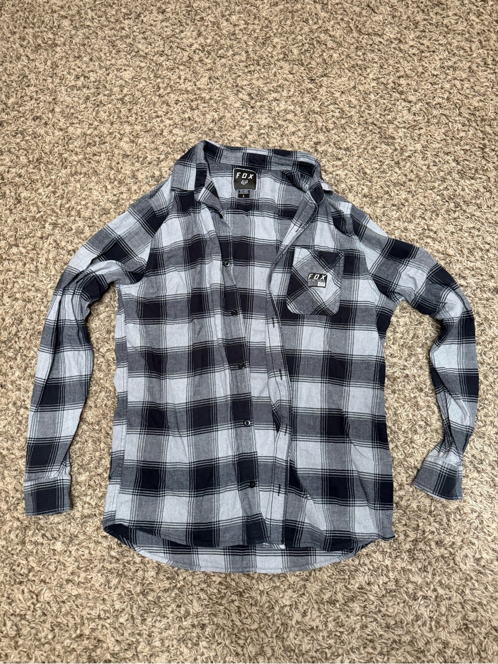 Fox Black and Gray Plaid Shirt with Chest Pocket